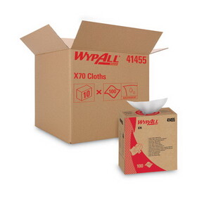 WypAll KCC41455 X70 Wipers, Pop-Up Box, 9 1/10 X 16 4/5, White, 100/box, 10 Boxes/carton