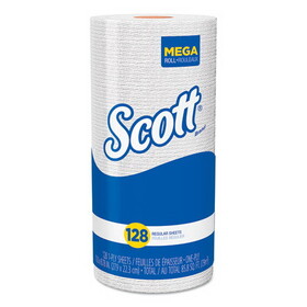 Scott KCC41482 Kitchen Roll Towels, 1-Ply, 11 x 8.75, White, 128/Roll, 20 Rolls/Carton