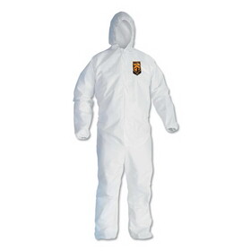 KleenGuard KCC44323 A40 Elastic-Cuff & Ankle Hooded Coveralls, White, Large, 25/carton