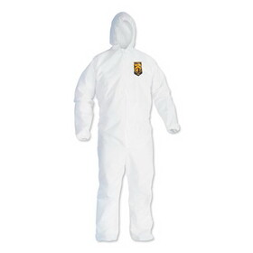 KleenGuard KCC44324 A40 Elastic-Cuff and Ankles Hooded Coveralls, X-Large, White, 25/Carton