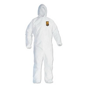 KleenGuard KCC44325 A40 Elastic-Cuff and Ankles Hooded Coveralls, 2X-Large, White, 25/Carton