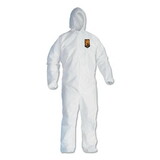 KleenGuard KCC44327 A40 Elastic-Cuff and Ankle Hooded Coveralls, 4X-Large, White, 25/Carton