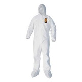 KleenGuard KCC44333 A40 Elastic-Cuff, Ankle, Hood and Boot Coveralls, Large, White, 25/Carton