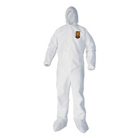 KleenGuard KCC44336 A40 Elastic-Cuff, Ankle, Hood and Boot Coveralls, 3X-Large, White, 25/Carton