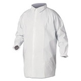 KleenGuard KCC44443 A40 Liquid and Particle Protection Lab Coats, Large, White, 30/Carton