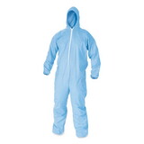 KleenGuard KCC45324 A65 Zipper Front Flame-Resistant Hooded Coveralls, Elastic Wrist and Ankles, X-Large, Blue, 25/Carton
