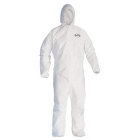 KleenGuard KCC46113 A30 Elastic Back and Cuff Hooded Coveralls, Large, White, 25/Carton