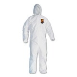 KleenGuard KCC46114 A30 Elastic-Back and Cuff Hooded Coveralls, X-Large, White, 25/Carton
