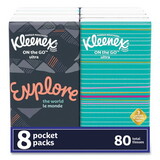 Kleenex KCC46651CT On The Go Packs Facial Tissues, 3-Ply, White, 10 Sheets/Pouch, 8 Pouches/Pack, 12 Packs/Carton