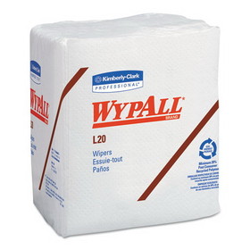 Wypall KCC47022 L20 Towels, 1/4 Fold, 4-Ply, 12.5 x 13, Unscented, White, 68/Pack, 12 Packs/Carton