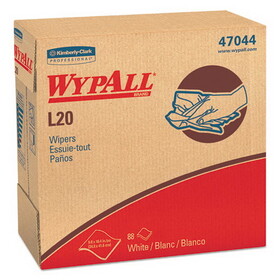 WypAll KCC47044 L20 Towels, POP-UP Box, 4-Ply, 9.1 x 16.8, Unscented, White, 88/Box, 10 Boxes/Carton