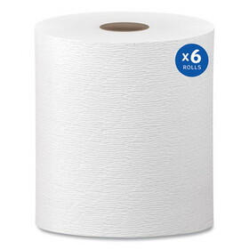 Kleenex KCC50606 Hard Roll Paper Towels with Premium Absorbency Pockets, 1-Ply, 8" x 600 ft, 1.75" Core, White, 6 Rolls/Carton