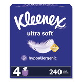 Kleenex KCC54308 Ultra Soft Facial Tissue, 3-Ply, White, 60 Sheets/Box, 4 Boxes/Pack, 3 Packs/Carton