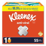 Kleenex KCC54505 Anti-Viral Facial Tissue, 3-Ply, White, 55 Sheets/Box, 27 Boxes/Carton