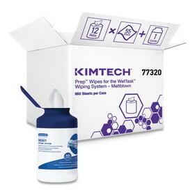 Kimtech KCC7732005 WetTask System Prep Wipers for Bleach/Disinfectants/Sanitizers Hygienic Enclosed System Refills, w/Canister, 55/Rl, 12 Roll/CT