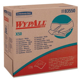 WypAll KCC83550 X50 Wipers, 9 1/10 X 12 1/2, White, 176/pop-Up Box, 10 Boxes/carton