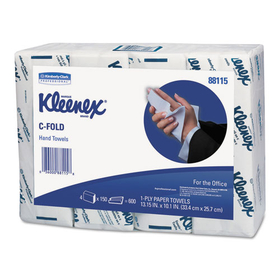 Kleenex KCC88115 C-Fold Paper Towels for Business, Absorbency Pockets, 1-Ply, 10.13 x 13.15, White, 150/Pack, 16 Packs/Carton