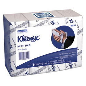 Kleenex KCC88130 Multi-Fold Paper Towels, 4-Pack Bundles, 1-Ply, 9.2 x 9.4, White, 150/Pack, 16 Packs/Carton