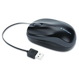 Kensington KMW72339 Pro Fit Optical Mouse, Retractable Cord, Two-Button/scroll, Black