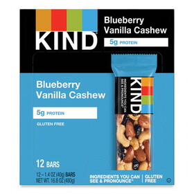 KIND KND18039 Fruit and Nut Bars, Blueberry Vanilla and Cashew, 1.4 oz Bar, 12/Box