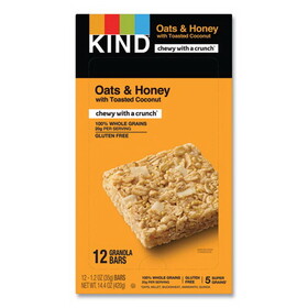 KIND KND18080 Healthy Grains Bar, Oats and Honey with Toasted Coconut, 1.2 oz, 12/Box