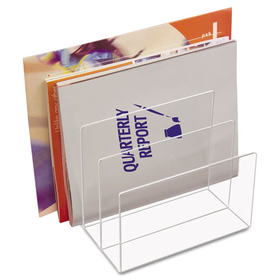 KANTEK INC. KTKAD45 Clear Acrylic Desk File, Three Sections, 8 X 6 1/2 X 7 1/2, Clear