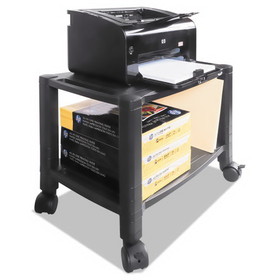 Kantek KTKPS610 Height-Adjustable Under-Desk Printer Cart, Plastic, 2 Shelves, 60 lb Capacity, 20" x 13.25" x 14.13", Black