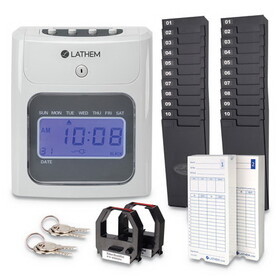 Lathem Time LTH400EKIT 400E Top-Feed Time Clock Bundle, Digital Display, White