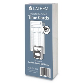 Lathem Time LTHE14100 Time Clock Cards for Lathem Time 400E, Two Sides, 3 x 7, 100/Pack