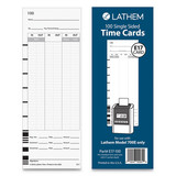 Lathem Time LTHE17100 Time Clock Cards for Lathem Time 700E, One Side, 3.5 x 9, 100/Pack