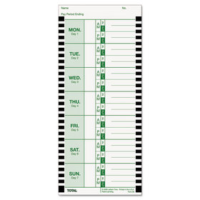 Lathem Time LTHE8100 Time Card For Lathem Model 800p, 4 X 9, Weekly, 1-Sided, 100/pack
