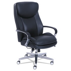 La-Z-Boy LZB48956 Commercial 2000 Big/Tall Executive Chair, Lumbar, Supports 400 lb, 20.25" to 23.25" Seat Height, Black Seat/Back, Silver Base