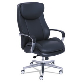 La-Z-Boy LZB48958 Commercial 2000 High-Back Executive Chair, Supports Up to 300 lb, 20.25" to 23.25" Seat Height, Black Seat/Back, Silver Base