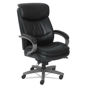 La-Z-Boy LZB48961A Woodbury Big/Tall Executive Chair, Supports Up to 400 lb, 20.25" to 23.25" Seat Height, Black Seat/Back, Weathered Gray Base
