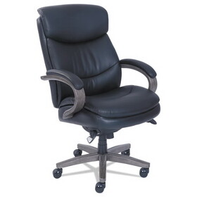 La-Z-Boy LZB48962A Woodbury High-Back Executive Chair, Supports Up to 300 lb, 20.25" to 23.25" Seat Height, Black Seat/Back, Weathered Gray Base
