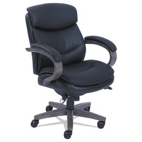 La-Z-Boy LZB48963A Woodbury Mid-Back Executive Chair, Supports Up to 300 lb, 18.75" to 21.75" Seat Height, Black Seat/Back, Weathered Gray Base
