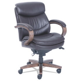 La-Z-Boy LZB48963B Woodbury Mid-Back Executive Chair, Supports Up to 300 lb, 18.75" to 21.75" Seat Height, Brown Seat/Back, Weathered Sand Base
