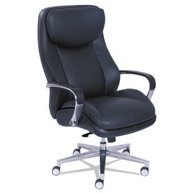 La-Z-Boy LZB48968 Commercial 2000 Big/Tall Executive Chair, Supports Up to 400 lb, 20.5" to 23.5" Seat Height, Black Seat/Back, Silver Base