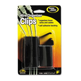 Cord Away MAS00204 Self-Adhesive Wire Clips, Black, 6/pack