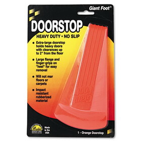 Master Caster MAS00965 Giant Foot Doorstop, No-Slip Rubber Wedge, 3-1/2w X 6-3/4d X 2h, Safety Orange