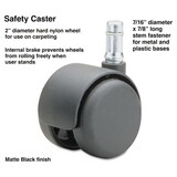 Master Caster MAS64234 Safety Casters, Standard Neck, Nylon, B Stem, 110 Lbs./caster, 5/set