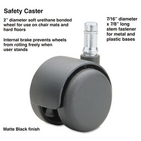 Master Caster MAS64334 Safety Casters, standard Neck, Polyurethane, B Stem, 110 Lbs./caster, 5/set