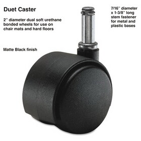 Master Caster MAS64526 Duet Dual Wheels, Grip Ring Type C Stem, 2" Soft Polyurethane Wheel, Matte Black, 5/Set