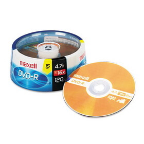 MAXELL CORP. OF AMERICA MAX638006 Dvd-R Discs, 4.7gb, 16x, Spindle, Gold, 15/pack