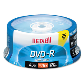 Maxell MAX638010 DVD-R Recordable Disc, 4.7 GB, 16x, Spindle, Gold, 25/Pack