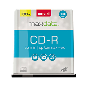 Maxell MAX648200 CD-R Discs, 700 MB/80 min, 48x, Spindle, Silver, 100/Pack