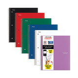 Five Star MEA38052 Wirebound Notebook, 1 Subject, Medium/College Rule, Randomly Assorted Covers, 11 x 8.5, 100 Sheets, 6/Pack