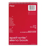 Mead MEA43082 Spell-Write Wirebound Steno Book, Gregg Rule, 6 X 9, White, 80 Sheets