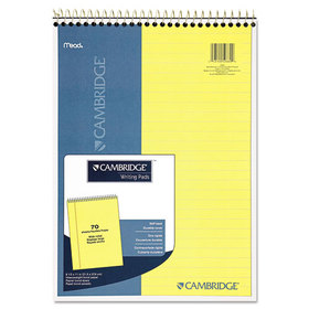 Mead MEA59880 Stiff-Back Wire Bound Notebook, Legal Rule, 8 1/2 X 11, Canary Paper, 70 Sheets