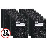 Mead MEA72936 Square Deal Composition Book, 3 Subject, Wide/Legal Rule, Black Cover, 9.75 x 7.5, 100 Sheets, 12/Pack